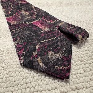 Adolfo Couture Tie Geometric Abstract Rockabilly Silk USA Made Vintage Necktie